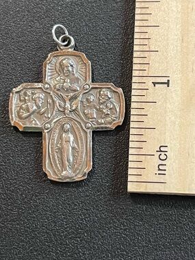 Sterling Silver Religious Cross Medal Pendant. “Call a priest”